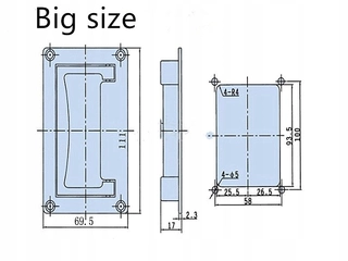 Kľučka dverí - 1 kusy 11,1 cm x 6,9 cm / 9,5 cm x 6cm kovový tvar