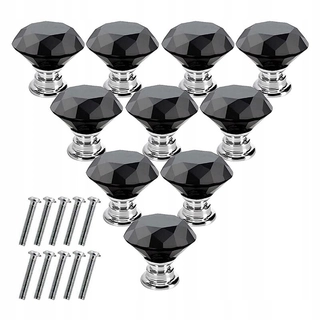 Kľučka dverí - 10 kusov krištáľovo zasklený diamant skrinky