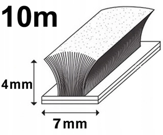 Tesnenie dverí - 10m kefový plot tesnenie 7 x 4 mm silné lepidlo