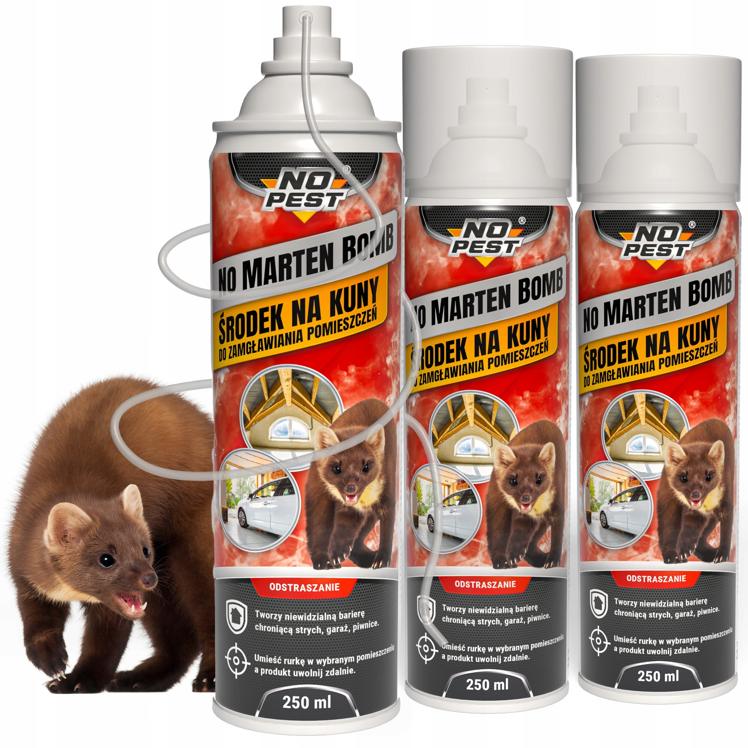 No Pest® No Marten Bomb 250 ml – odpudzovač kún do garáže a podkrovia, 3 ks