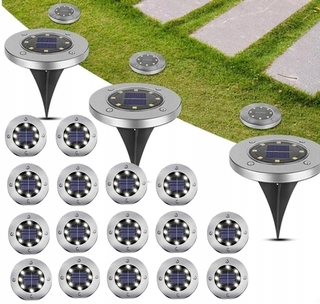 Solárna zapichovacia záhradná lampa - Maibang vstavaná solárna lampa strieborná 12,5 cm 12 ks.