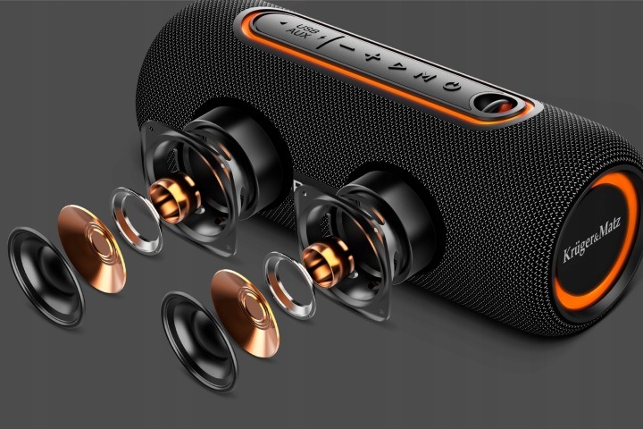 Kruger&Matz Street Bluetooth reproduktor 20 W IPX5 RGB Bluetooth 5.0 USB AUX čierny prenosný