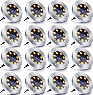 Solárna zapichovacia záhradná lampa - Solárna lampa SuperLED, strieborná, 13 cm, 16 ks.