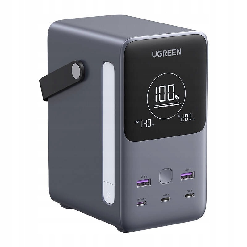 Powerbanka UGREEN PB770 48000 mAh 300 W LiFePO4 PD 140 W USB-C USB-A LED displej sivá
