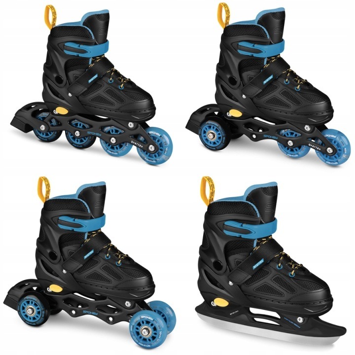 Nastaviteľné detské korčule Spokey QUATTRO 4v1 s LED kolieskom, ľadové a inline korčule