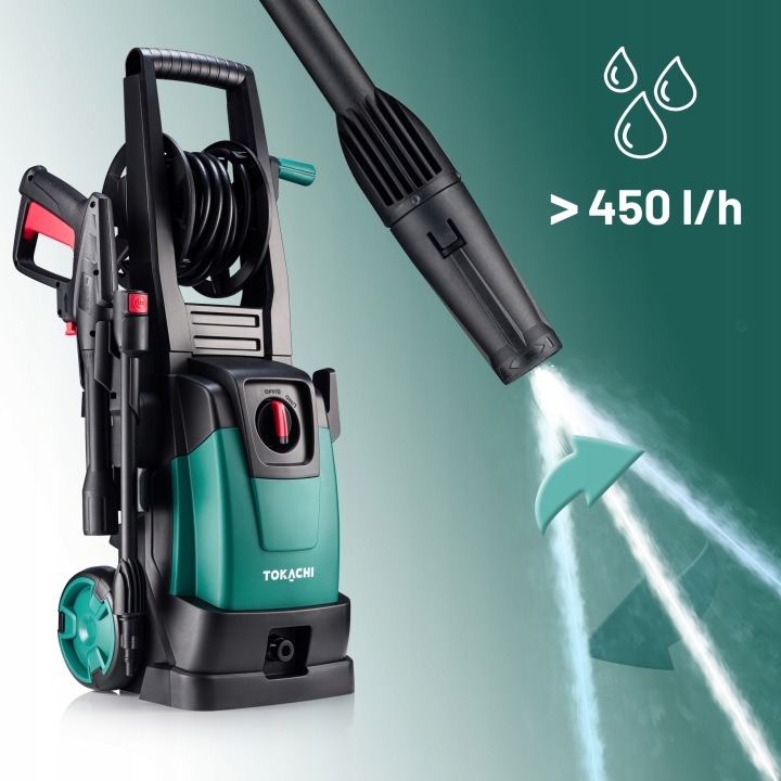 Vysokotlakový čistič 2000 W so samonasávaním, turbo tryskou a navijakom na hadicu
