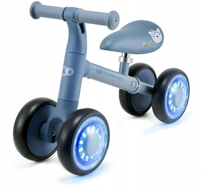 Kinderkraft Cutie Flash modré odrážadlo LED 4 kolesá pre deti od 1 roka