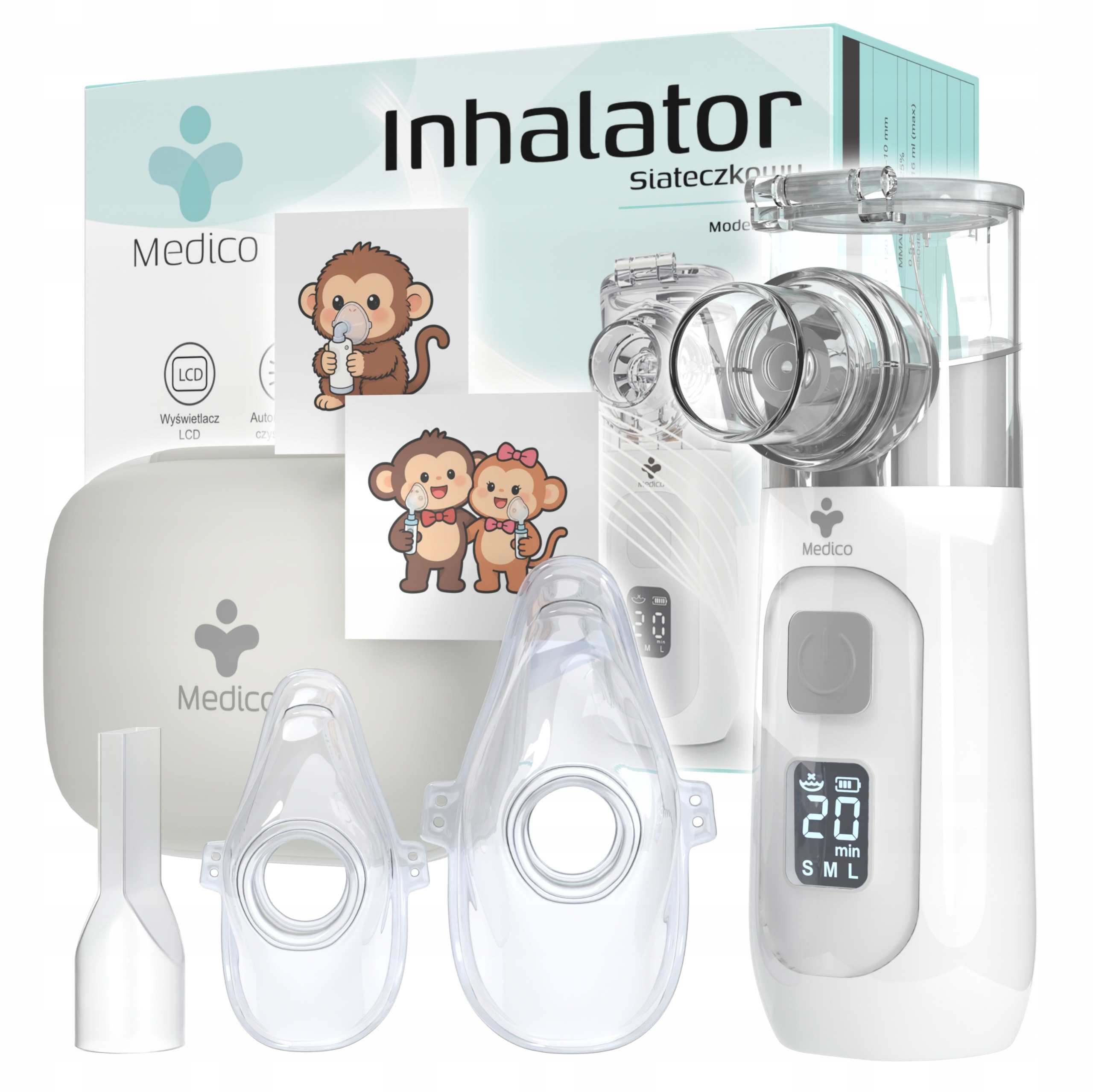 Prenosný sieťový inhalátor Medico Mesh na batérie pre deti aj dospelých s LCD displejom