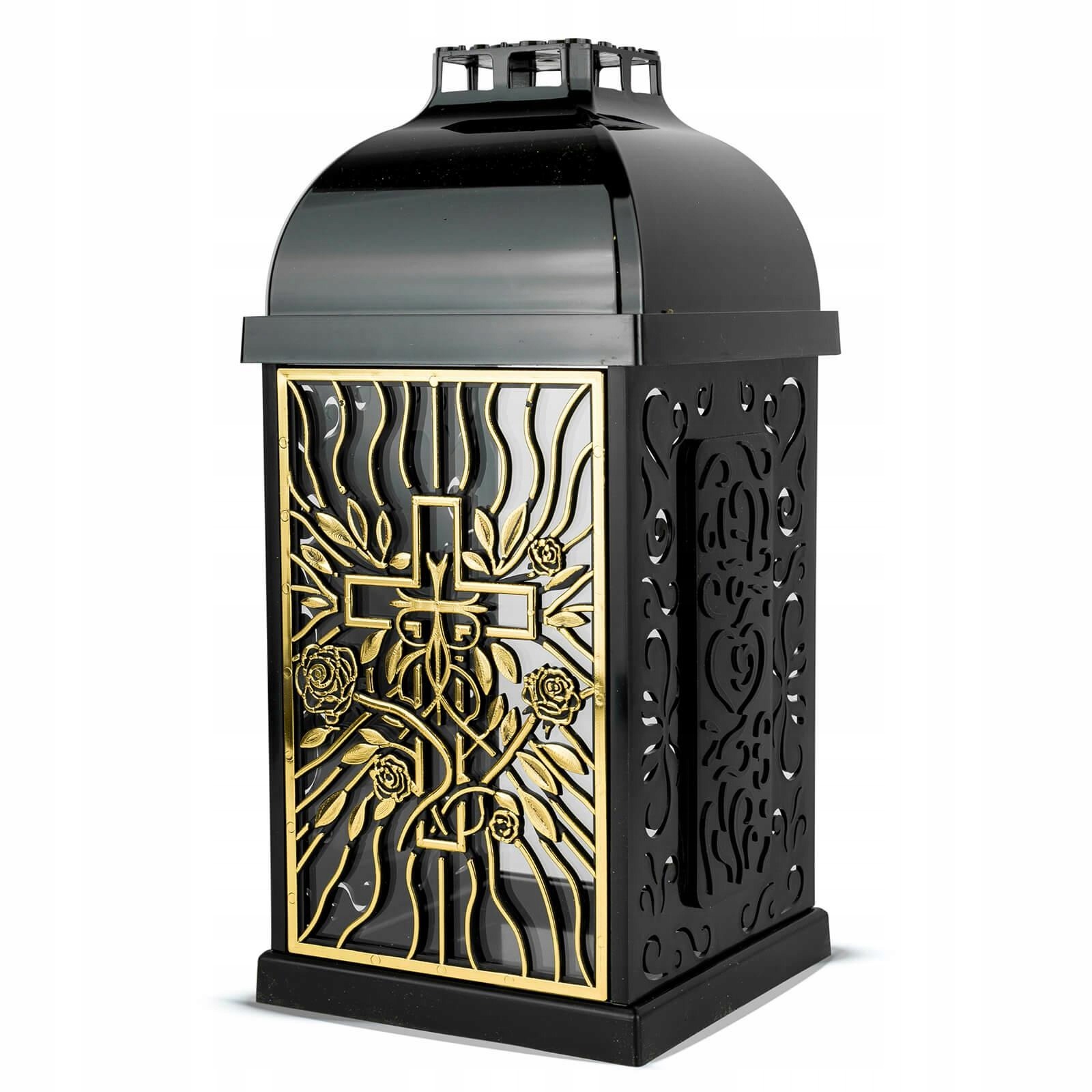 Umelecká sklenená sviečka Srdce 31 cm zlatá – elegantný cintorínsky lampáš Chapel Fermo bez vložky