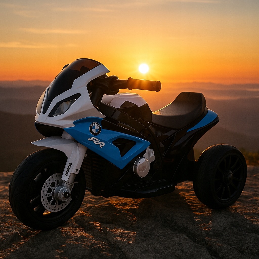 Detská elektrická motorka BMW S1000RR 6V modrá s LED svetlami a zvukovými efektmi
