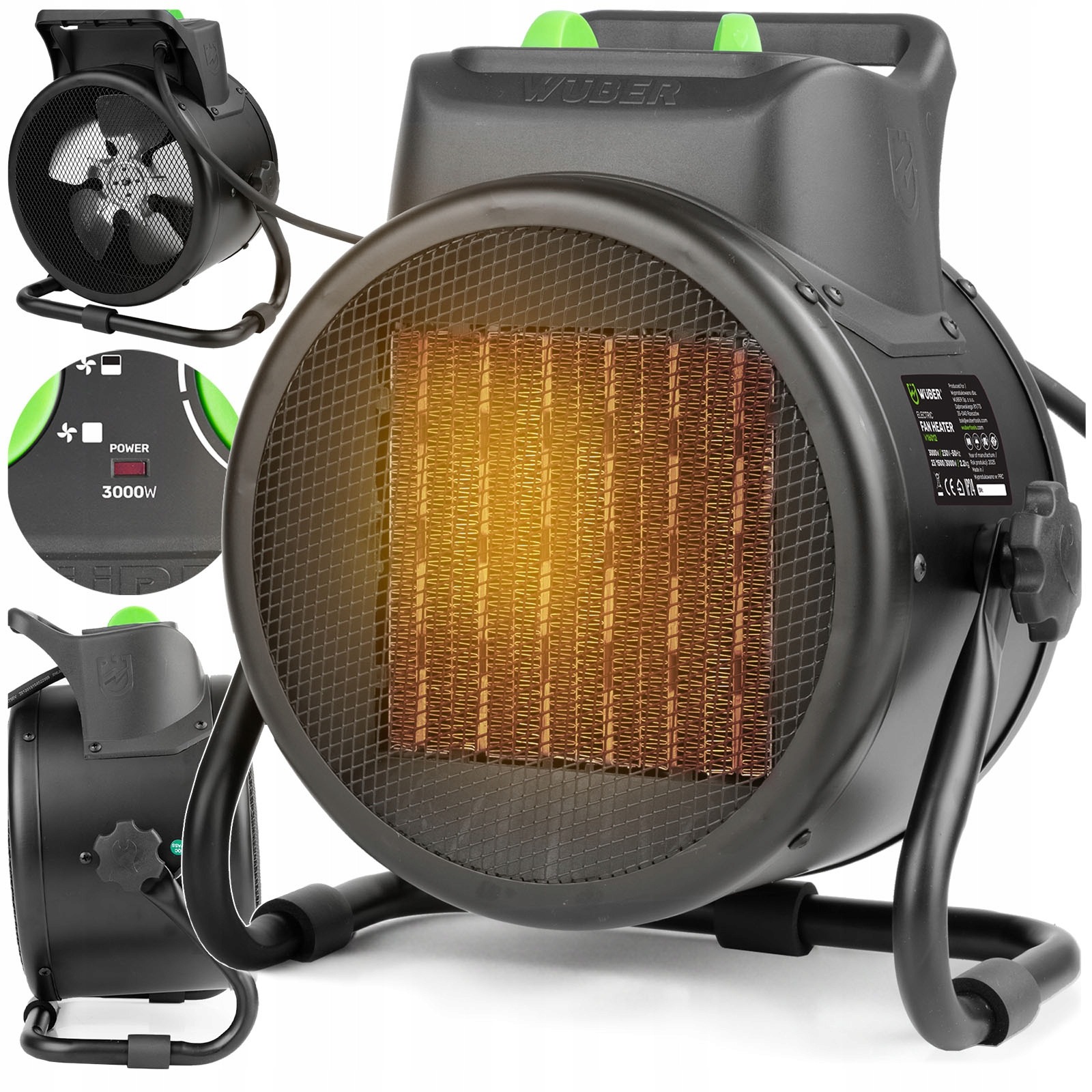 Elektrický teplovzdušný ohrievač 3 kW termoventilátor FARELKA do dielne a garáže