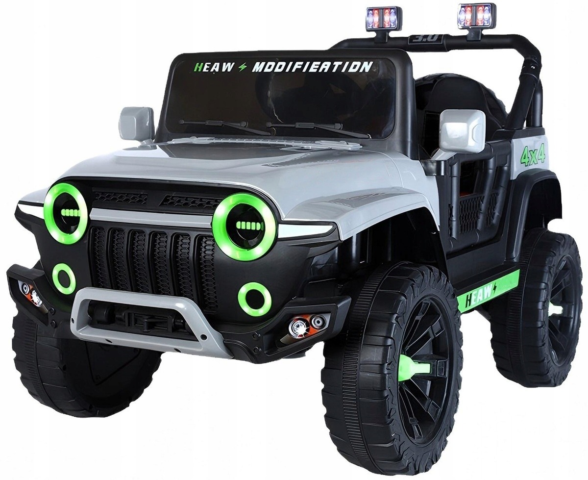 Detské elektrické auto JEEP ST 4x4 PlayHouse 12V s koženým sedadlom, EVA kolesami, LED a Bluetooth
