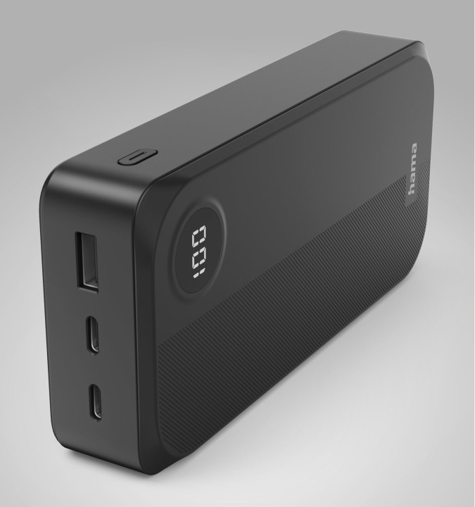 Powerbanka Hama 20000 mAh 15 W PD USB-C 2× USB-C USB-A LED displej čierna