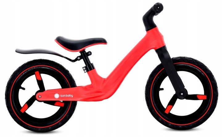 Detské odrážadlo Sun Baby SPORT 12" červené, ľahký bicykel s nafukovacími kolesami a blatníkom od 2 rokov