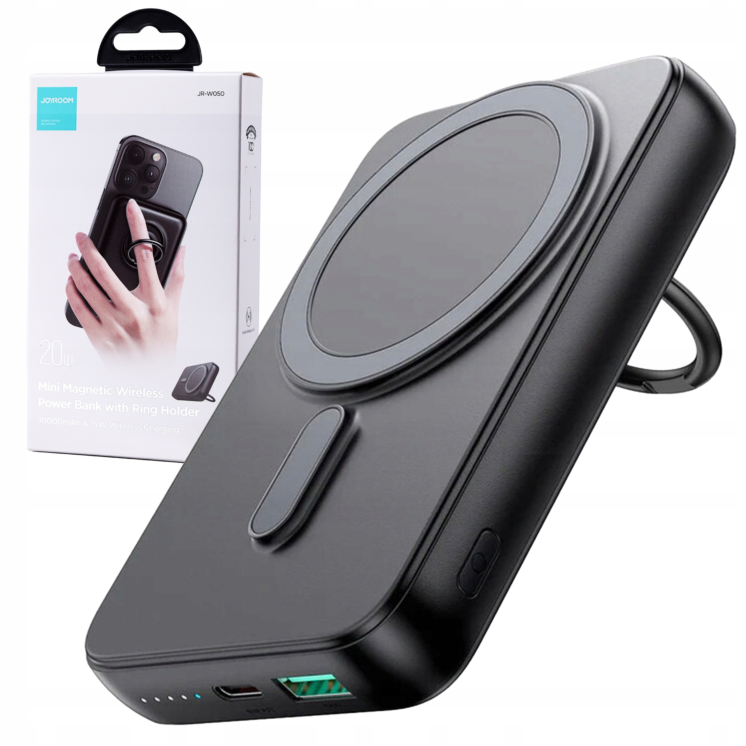 Powerbanka Joyroom JR-W050 10000 mAh MagSafe 20 W indukčná USB-C stojan 15 W Qi čierna