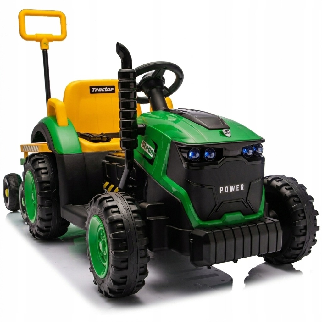 Detský elektrický traktor Joy4Kids 12V s prívesom, LED svetlami a diaľkovým ovládaním