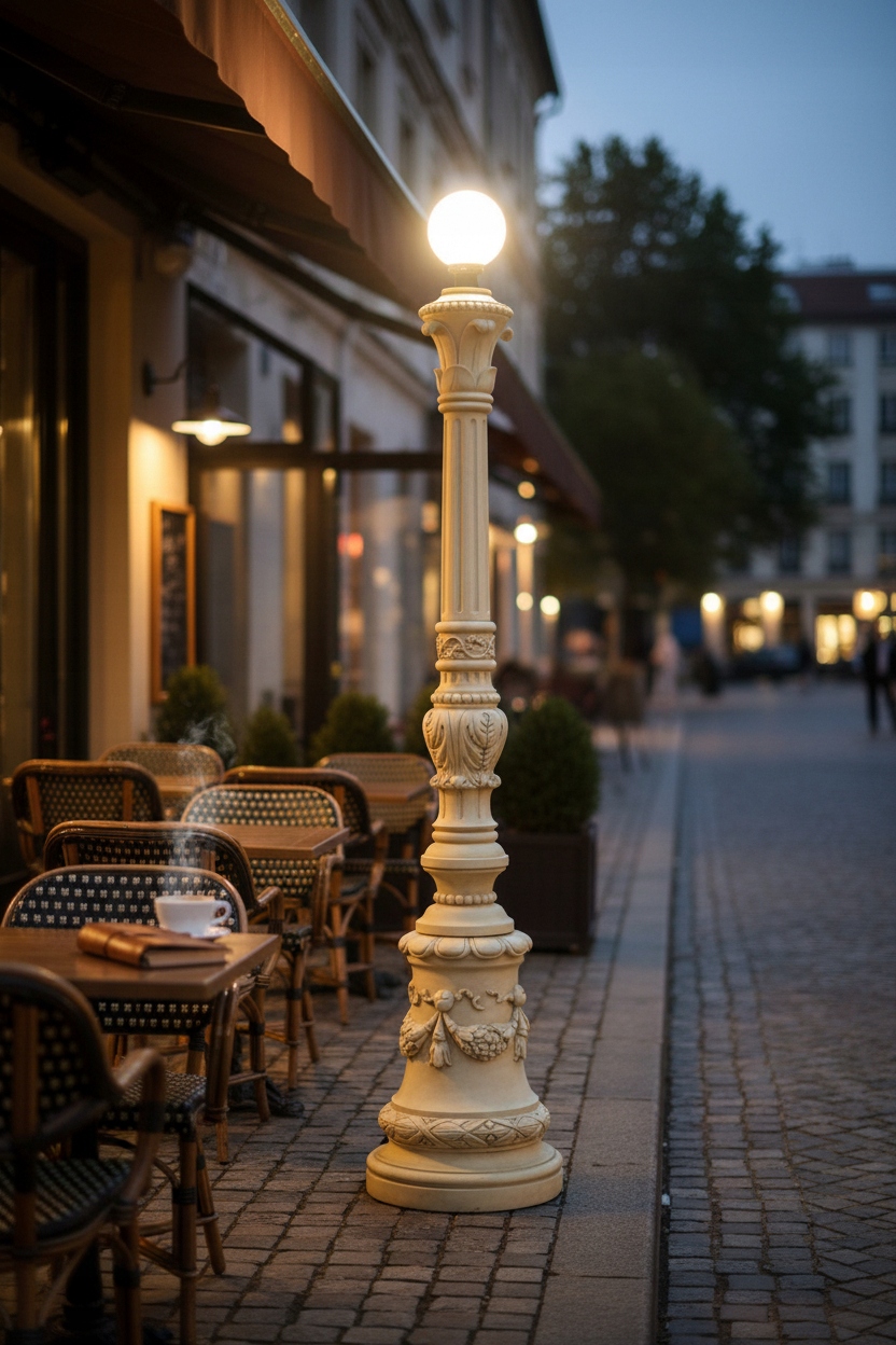 Záhradná lampa Classica z roku 1901 z betónového konglomerátuu