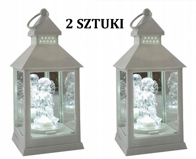 Set 2 ks Biela LED Lampa S Anjelom - Dekoratívne a Bezpečne Osvetlenie