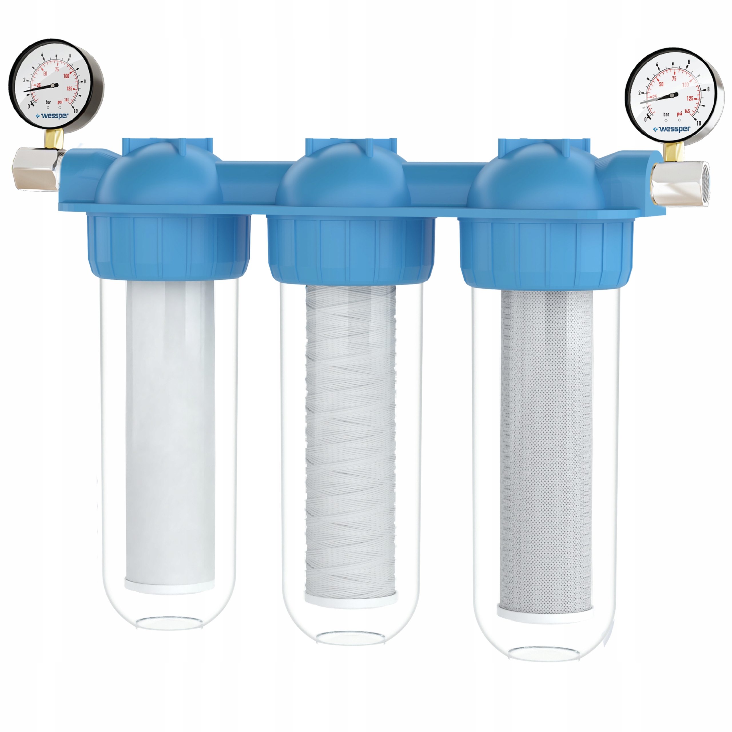 Sada Wessper TripleMax 3/4" 2 l + 2 x manometer + 2 x adaptér pre filtračný systém Wessper WES6011-MA