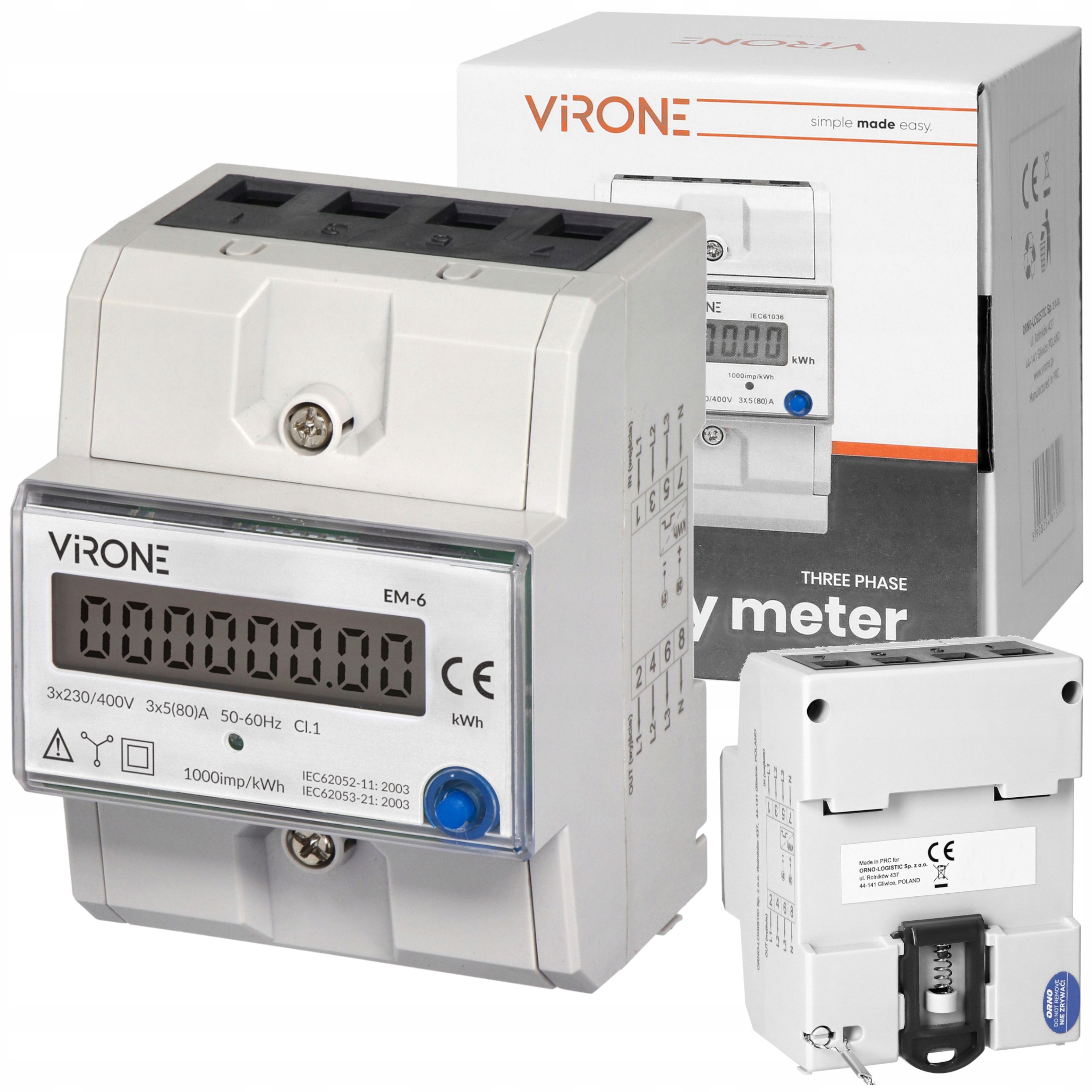 Virone 230 V IP20 80 A počítadlo
