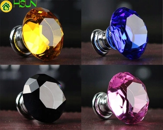 Kľučka dverí - 30 mm čierny gombík Crystal/Dresser Gomb/sklo