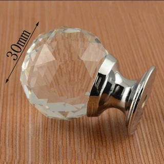 Kľučka dverí - 30 mm okrúhle diamantové krištáľové sklenené zábery SZ