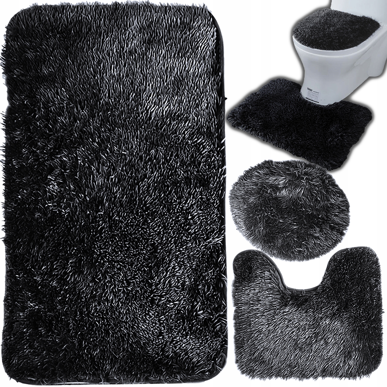 3ks SADA kúpeľňových koberčekov, PROTIŠMYK, Mega Soft, hrúbka 4 cm