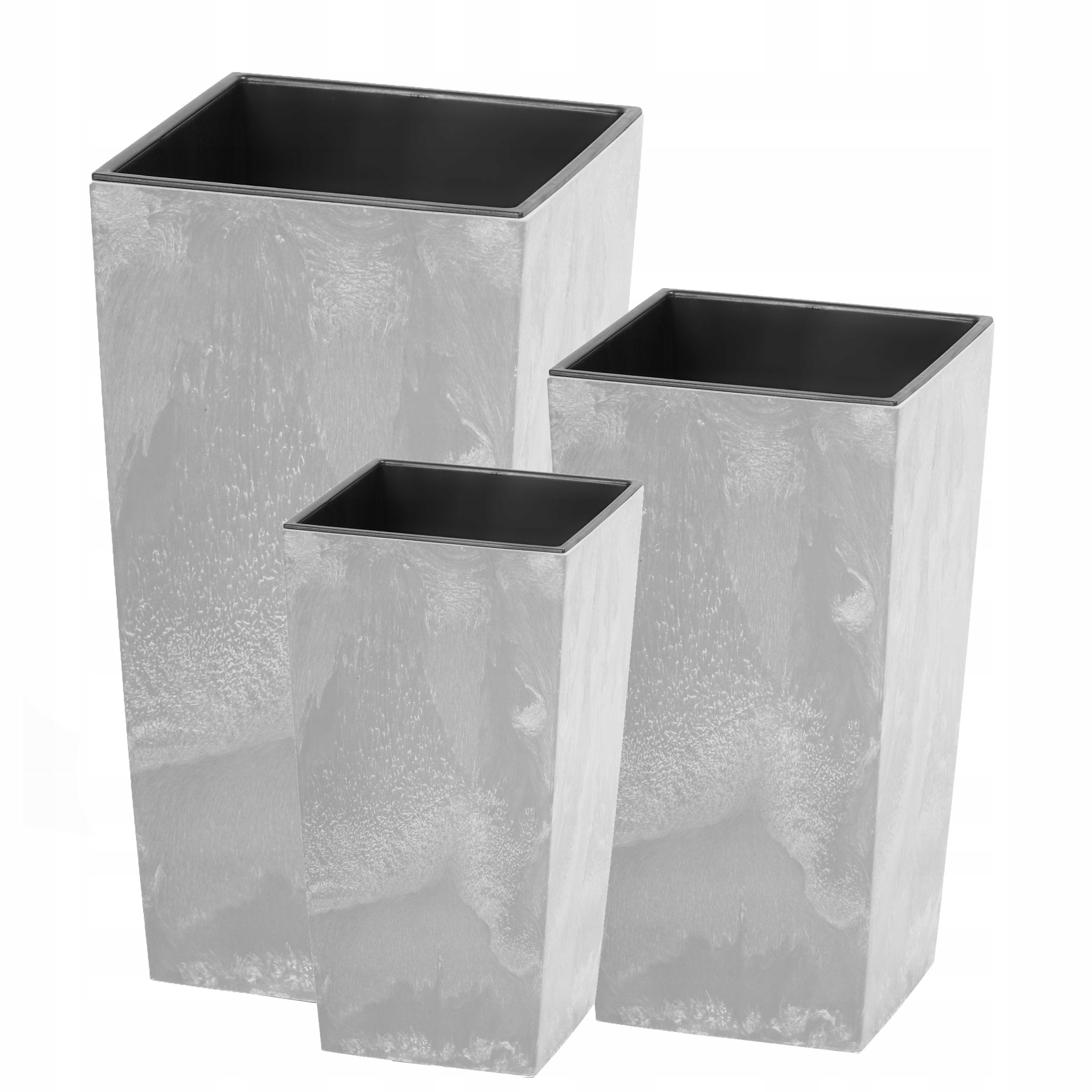 Kvetináč Prosperplast 22 cm x 22 x 42 cm priemer 22 cm plastové odtiene sivej a striebornej + 2 ďalšie produkty