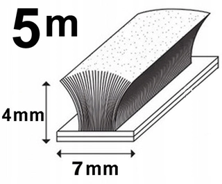 Tesnenie dverí - 5m kefový plot tesnenie 7 x 4 mm silné lepidlo