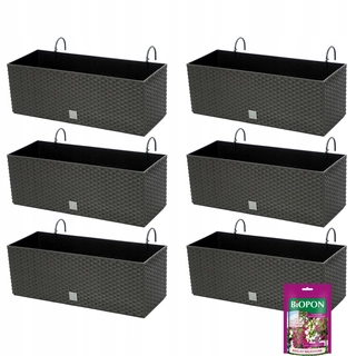 Balkónový kvetináč - 6 ks Balkónový box 50 cm + úchytky, zavlažovanie
