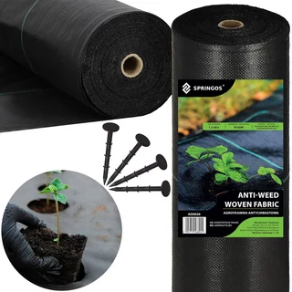 Agrotextília - Poľnohospodárska mulčovacia tkanina (proti burine) Springos čierna 110 x 5000 cm 70 g/m²