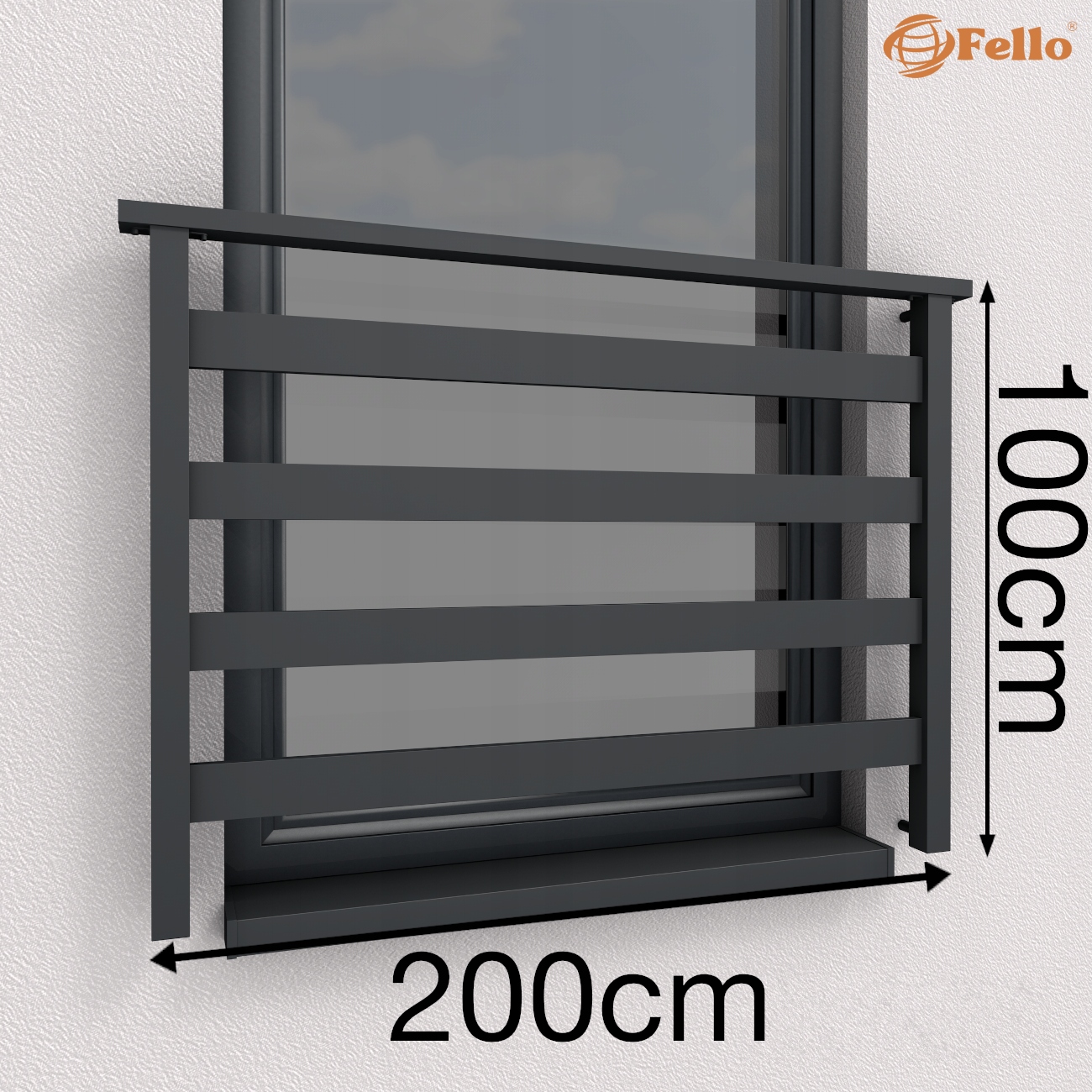 ALU BASIC Balkón francúzska 200cm Balustráda RAL