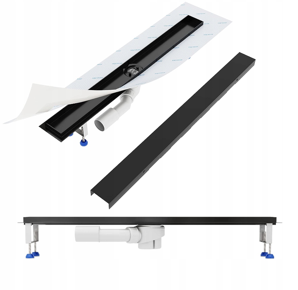 Aquabad SDS Schwarz Matt lineárny odtok, HLADINA 80 cm