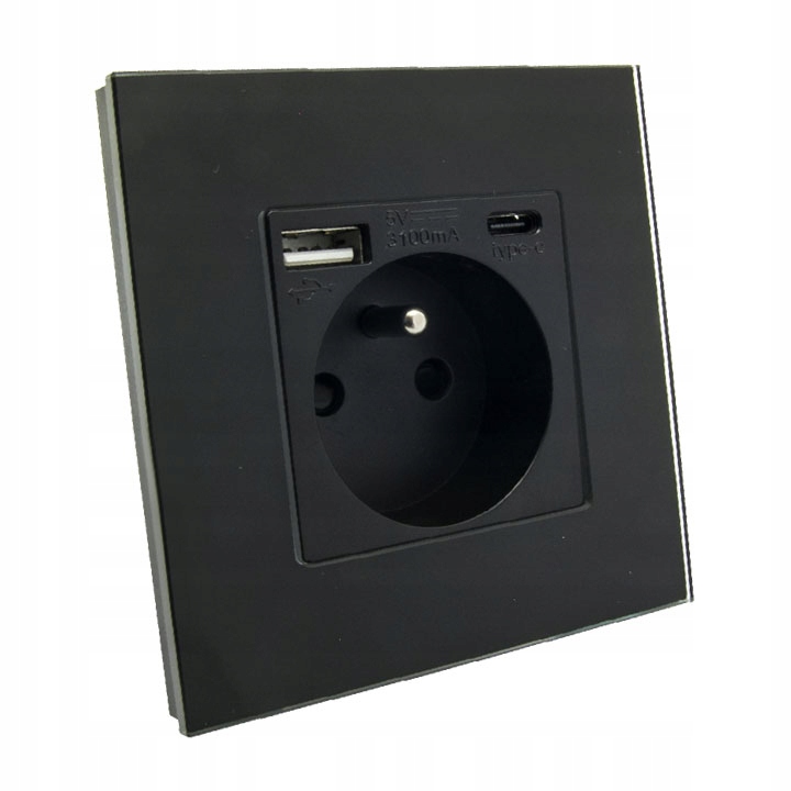 Elektrická zásuvka nástenná USB B-line, čierna