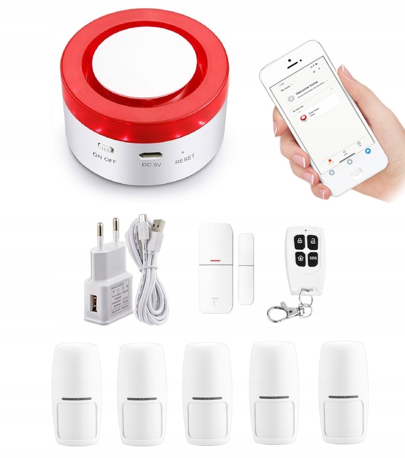 BEZDRÔTOVÁ SIRÉNA WiFi ALARM TUYA POLISH +5 PIR