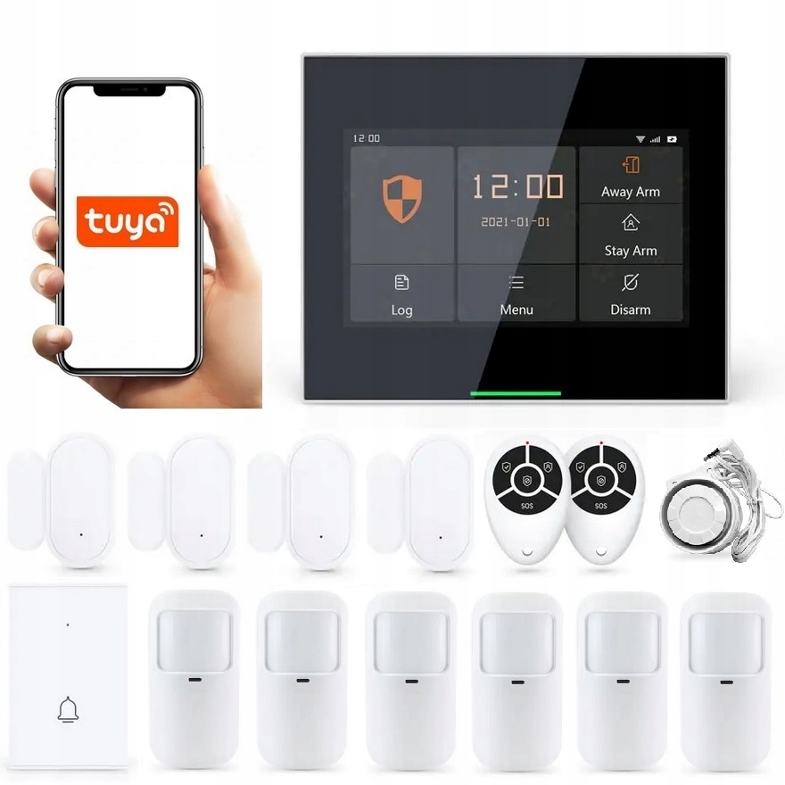 BEZDRÔTOVÝ ALARM s LCD 4,3' GSM WiFi SMS TUYA CHYTRÝ ZVONEK V POĽSKOM
