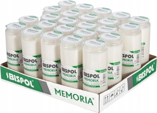 Náplne do svietnikov Bispol Memoria, olejové, biela farba, 3,5-dňové horenie, 24 ks