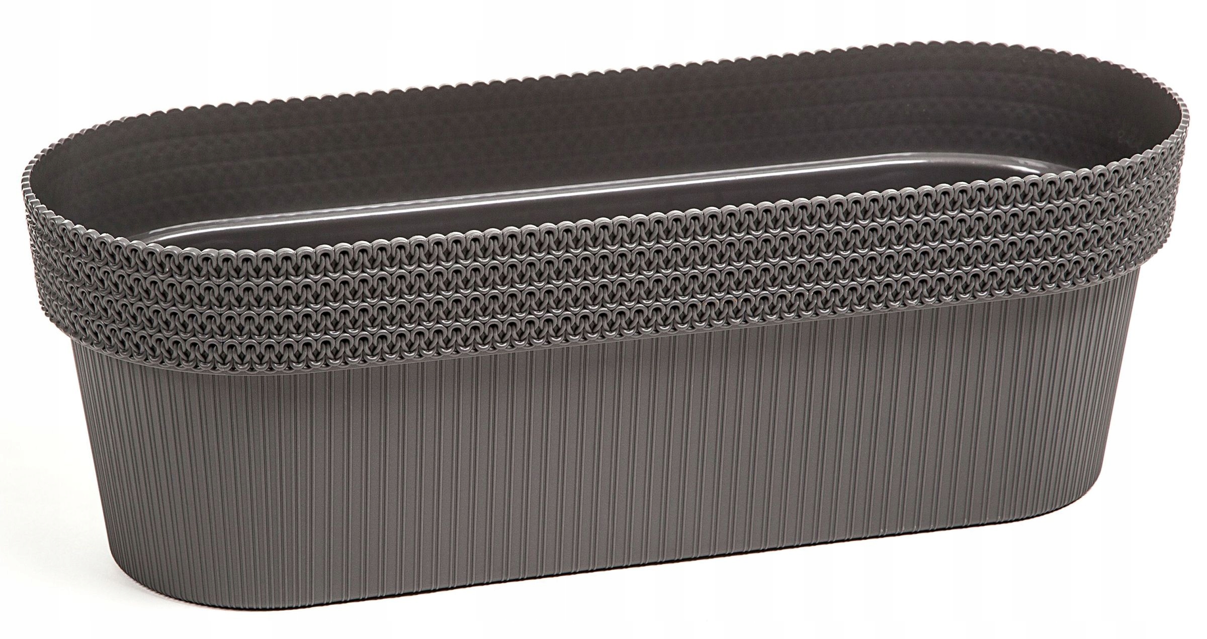 Lamelový kvetináč 50 cm x 19,5 x 17 cm, čierny plast