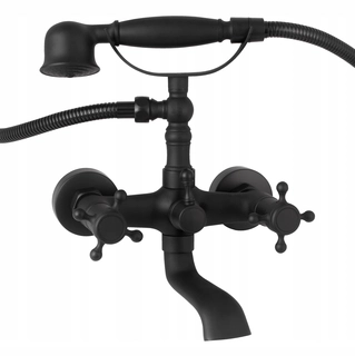 Vaňová batéria -  Wall Battery Bath Retro Black Brass Turn