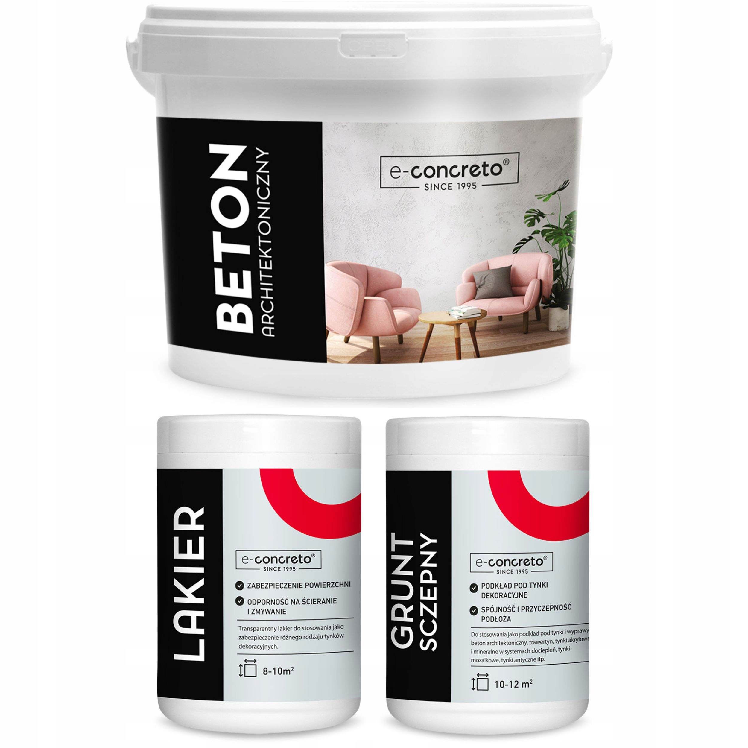 E-concreto biely stavebný betónový set, 3 prvky