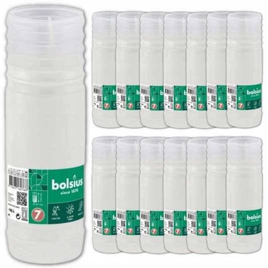 Parafínová náplň Bolsius, bielej farby, 15 ks v balení, 220/67 mm