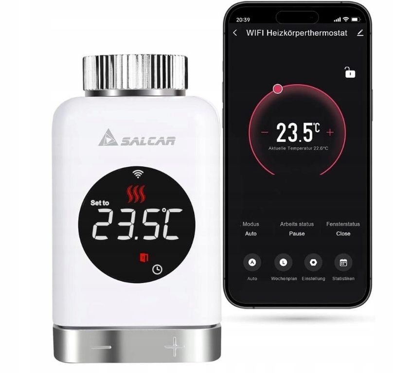 SALCAR TRV801W PRO RADIÁTOROVÝ TERMOSTAT SMART WIFI LCD DISPLEJ