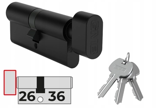 Zámok na dvere -  Vložka čierneho zámku s g26/36, 3 kľúče