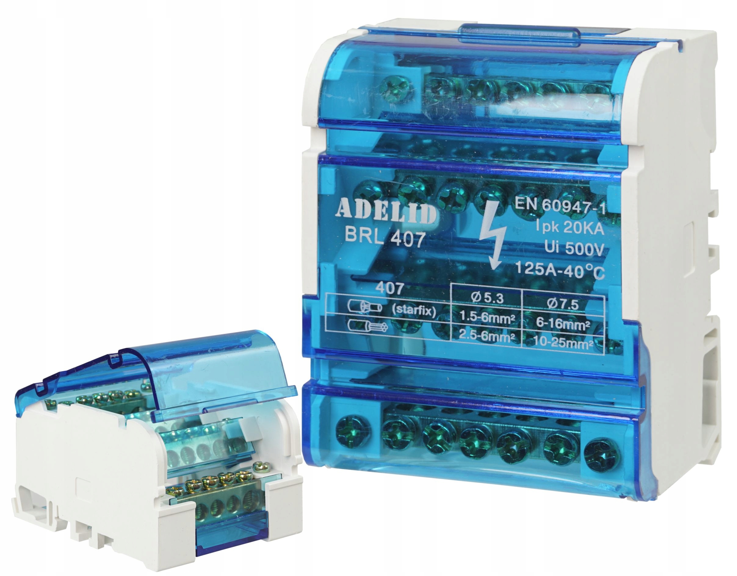 Adelid 500 V IP20 125 A spojovacia lišta