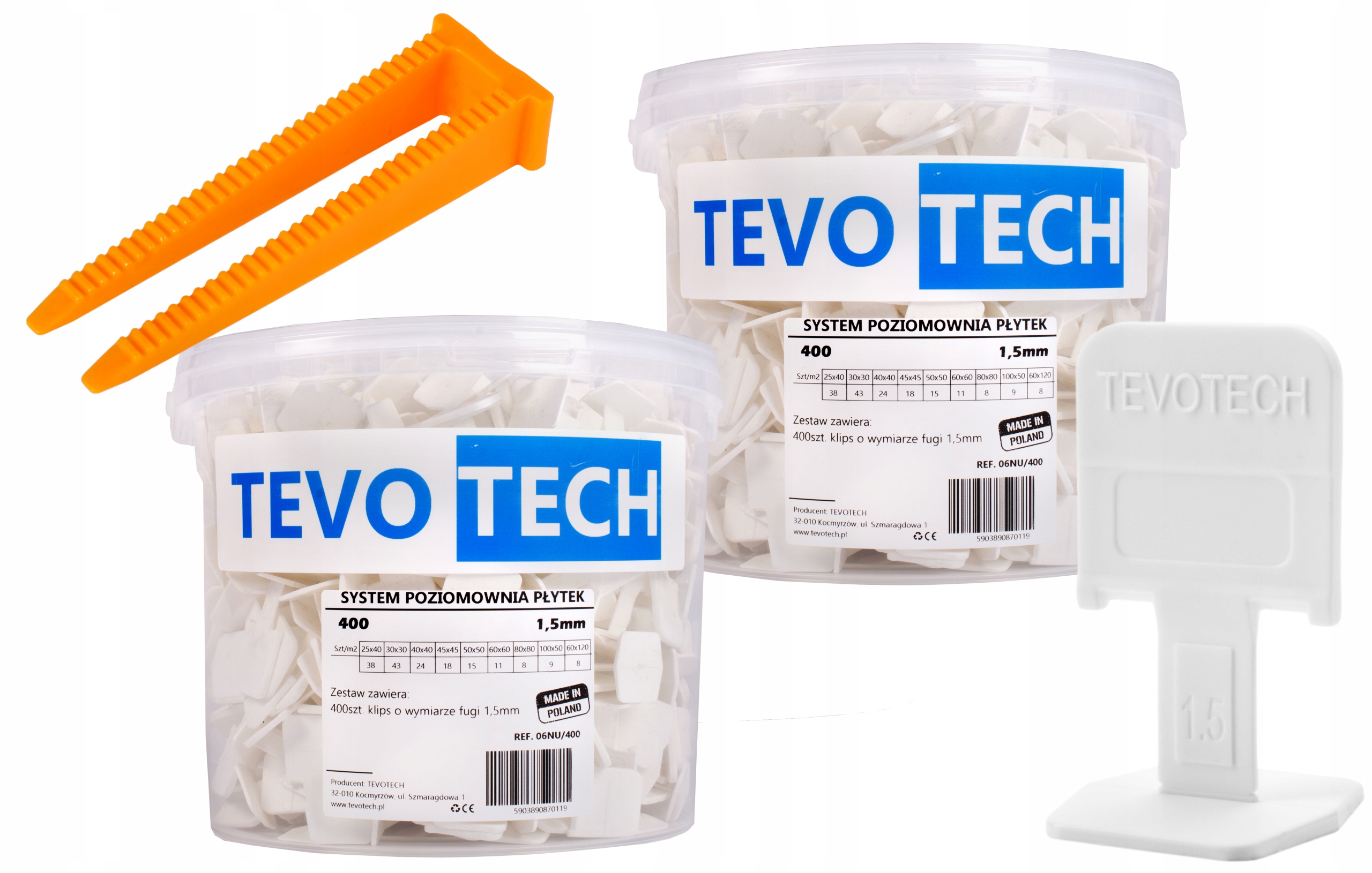 TEVOTECH vyrovnávacie svorky/spony na dlaždice 1000 ks.