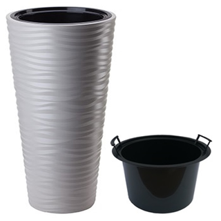 Kvetináč na terasu - Hrniec SAHARAslim DIAM 35H69 + VEĽKÉ SVETLÉ ŠEDÉ 3D EFEKTY