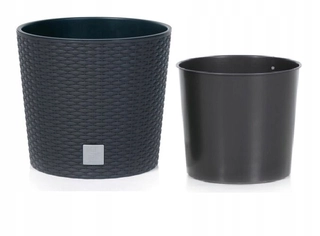 Kvetináč na terasu - Kvetináč + vložka RATO ROUND BRAID RATAN ANTHRACITE