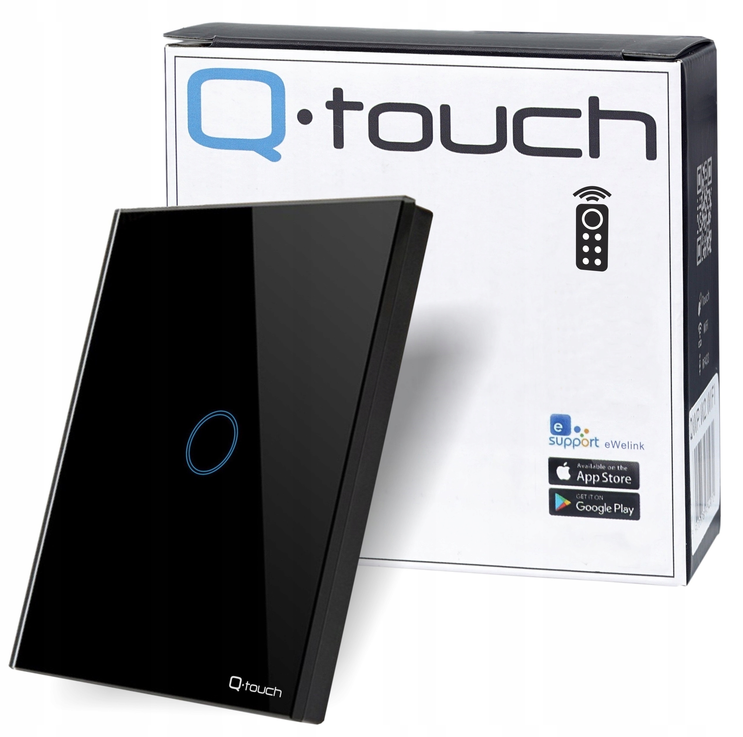 Schodiskový spínač Touch, pod omietku, diaľkovo ovládaný Q-Touch čierny QB.W1-TOUCH