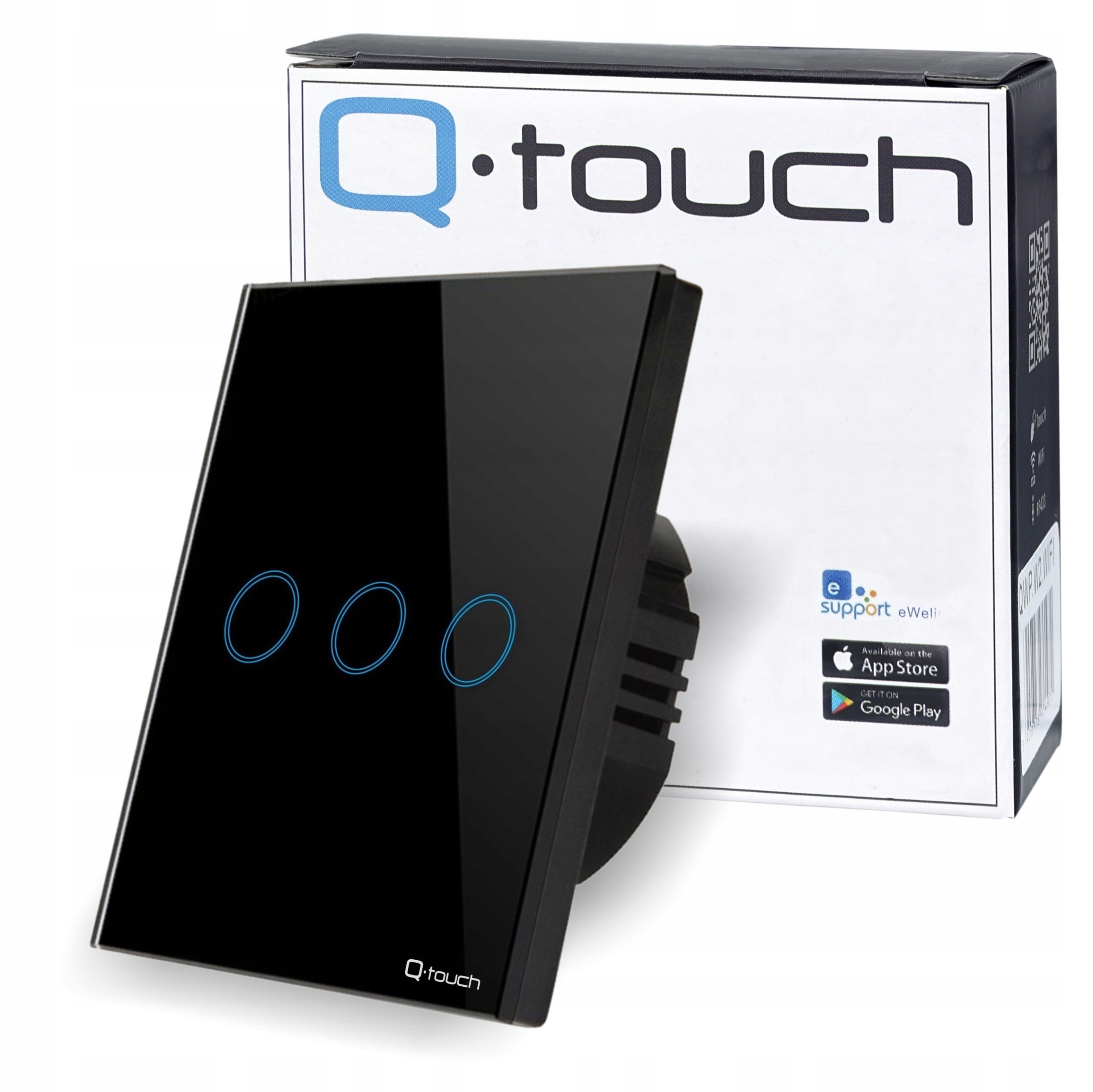 Trojitý dotykový spínač, podomietkový Q-touch čierny QBP.W3- TOUCH