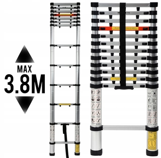 Rebrík - ALU Teleskopický rebrík 3,8 m 13 stupňov Vorel 17702